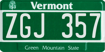 VT license plate ZGJ357