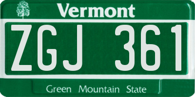 VT license plate ZGJ361