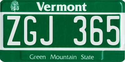 VT license plate ZGJ365