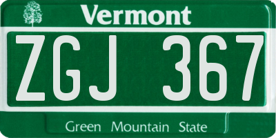 VT license plate ZGJ367