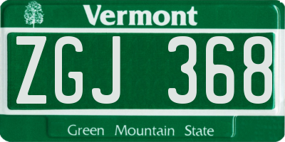 VT license plate ZGJ368