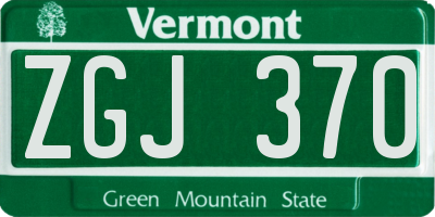 VT license plate ZGJ370