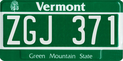 VT license plate ZGJ371