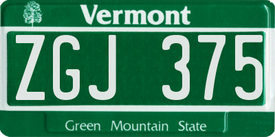 VT license plate ZGJ375