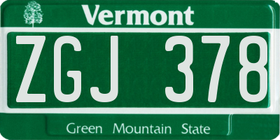 VT license plate ZGJ378