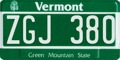 VT license plate ZGJ380