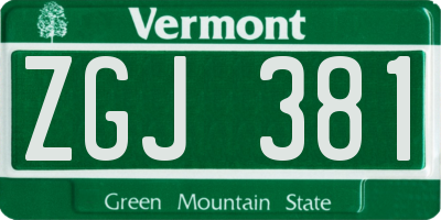 VT license plate ZGJ381