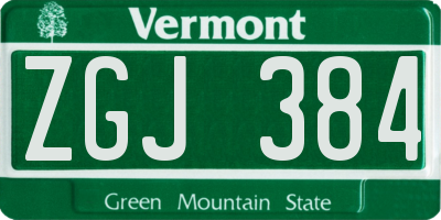 VT license plate ZGJ384