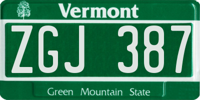 VT license plate ZGJ387