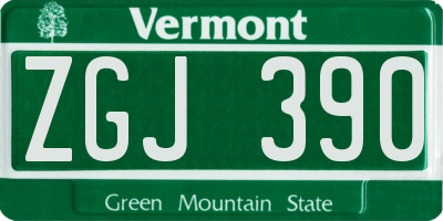 VT license plate ZGJ390