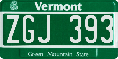 VT license plate ZGJ393