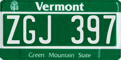 VT license plate ZGJ397