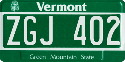 VT license plate ZGJ402