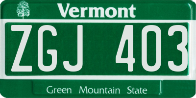 VT license plate ZGJ403