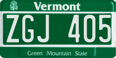 VT license plate ZGJ405