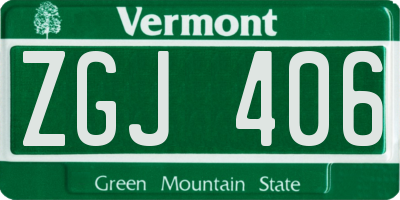 VT license plate ZGJ406