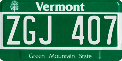 VT license plate ZGJ407