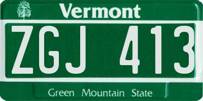 VT license plate ZGJ413