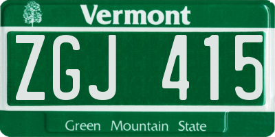 VT license plate ZGJ415