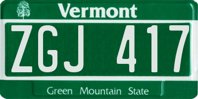 VT license plate ZGJ417