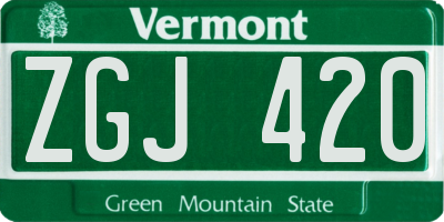 VT license plate ZGJ420