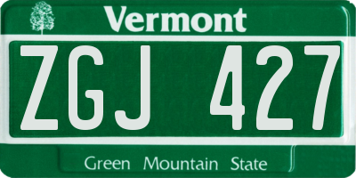 VT license plate ZGJ427