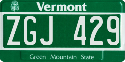 VT license plate ZGJ429