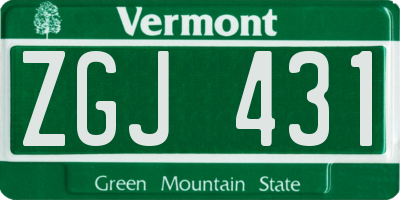 VT license plate ZGJ431