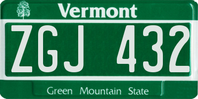 VT license plate ZGJ432