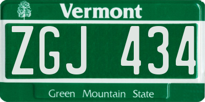 VT license plate ZGJ434