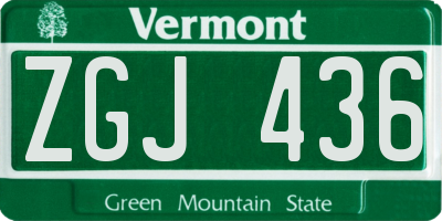 VT license plate ZGJ436