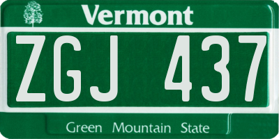 VT license plate ZGJ437