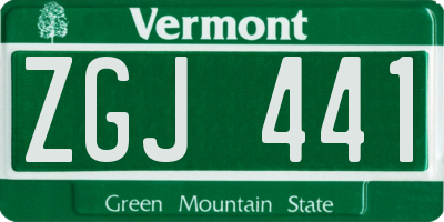 VT license plate ZGJ441
