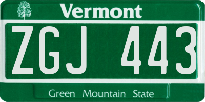 VT license plate ZGJ443