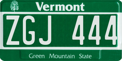 VT license plate ZGJ444