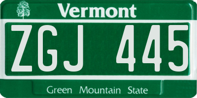 VT license plate ZGJ445