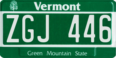 VT license plate ZGJ446