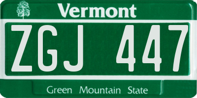 VT license plate ZGJ447