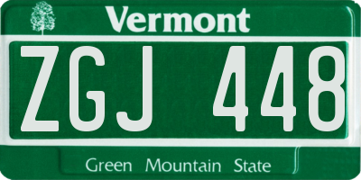 VT license plate ZGJ448