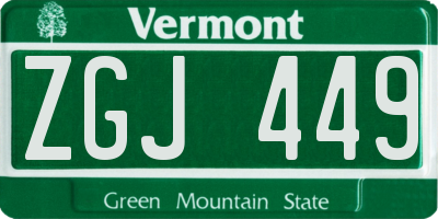 VT license plate ZGJ449