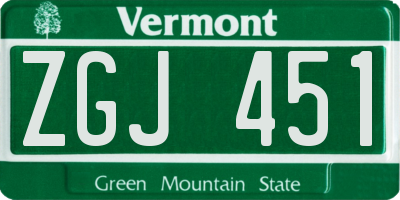 VT license plate ZGJ451