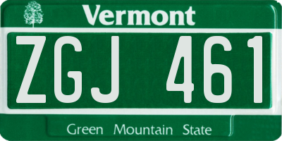VT license plate ZGJ461