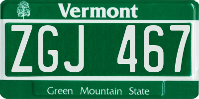 VT license plate ZGJ467