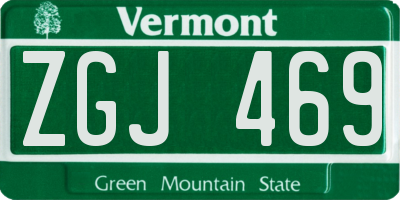 VT license plate ZGJ469