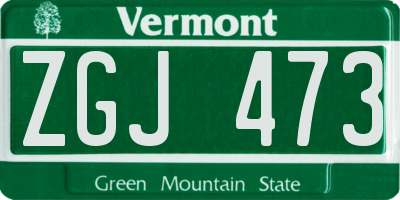 VT license plate ZGJ473