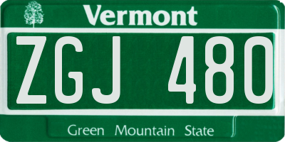 VT license plate ZGJ480