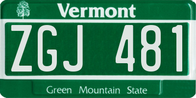 VT license plate ZGJ481