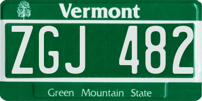 VT license plate ZGJ482