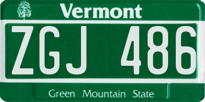 VT license plate ZGJ486