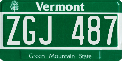 VT license plate ZGJ487